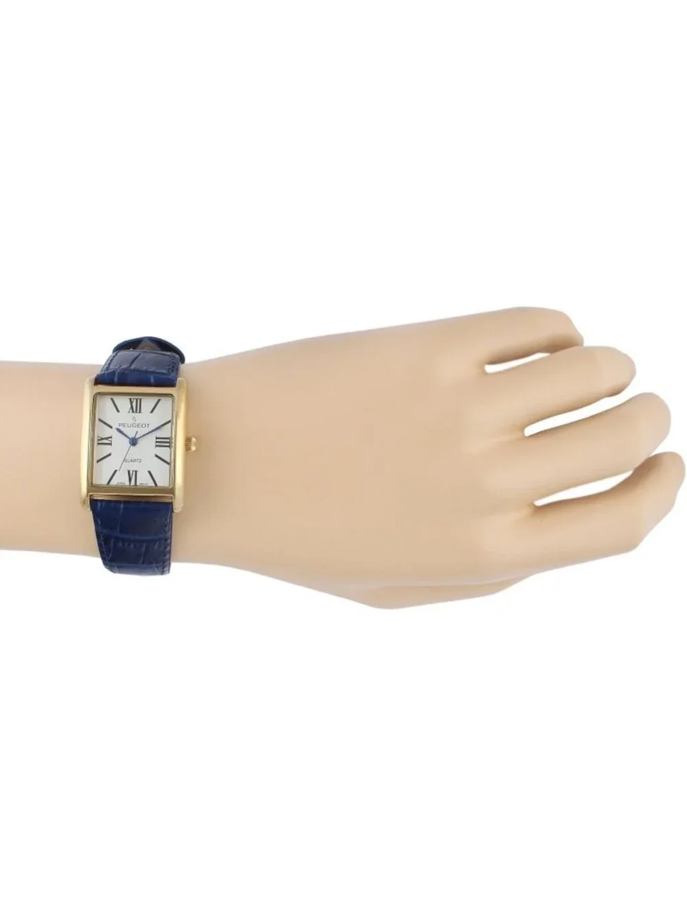 Women's Gold/Blue Leather Strap Roman Numerals Dial Classic Dress Wrist Watches